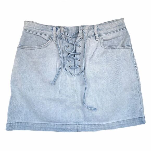 Pacsun Front Tie Light Wash Denim Jean Skirt - Picture 1 of 6